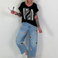 T-Shirt mit Leo Schuhprint - schwarz