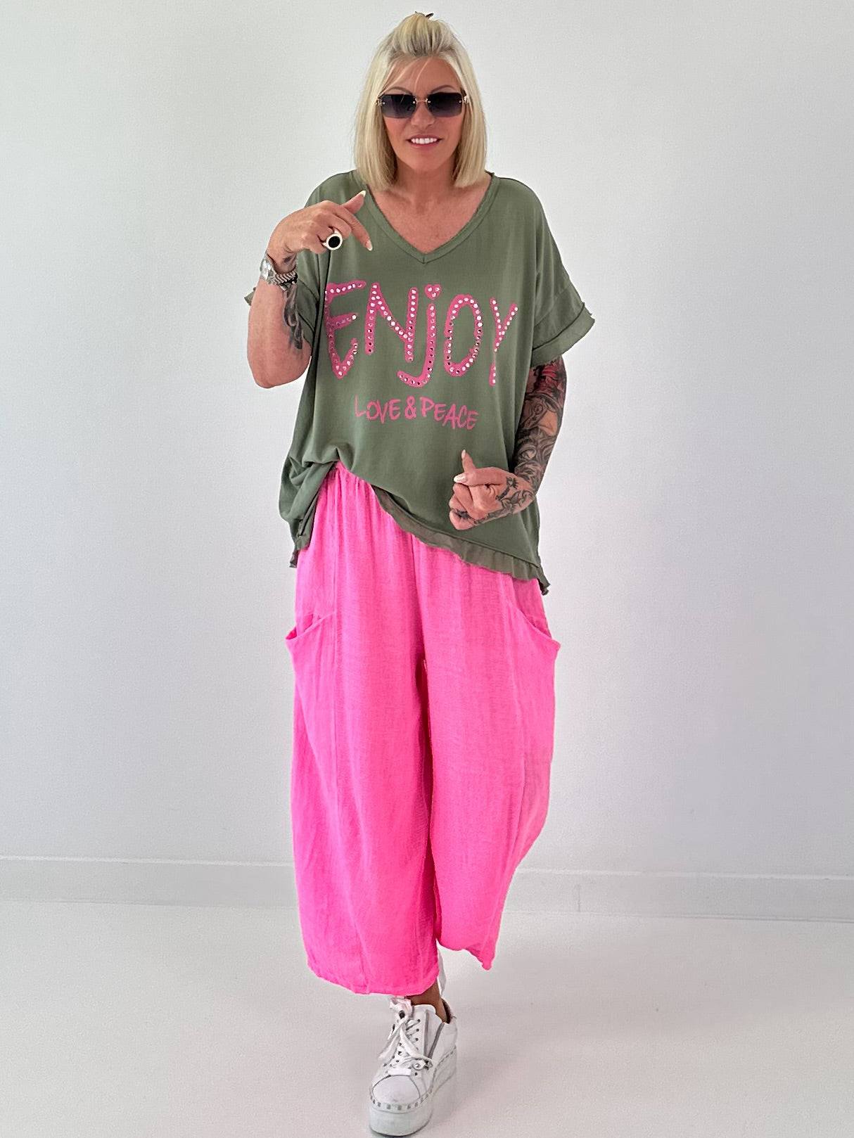 T-Shirt Smile - neon pink