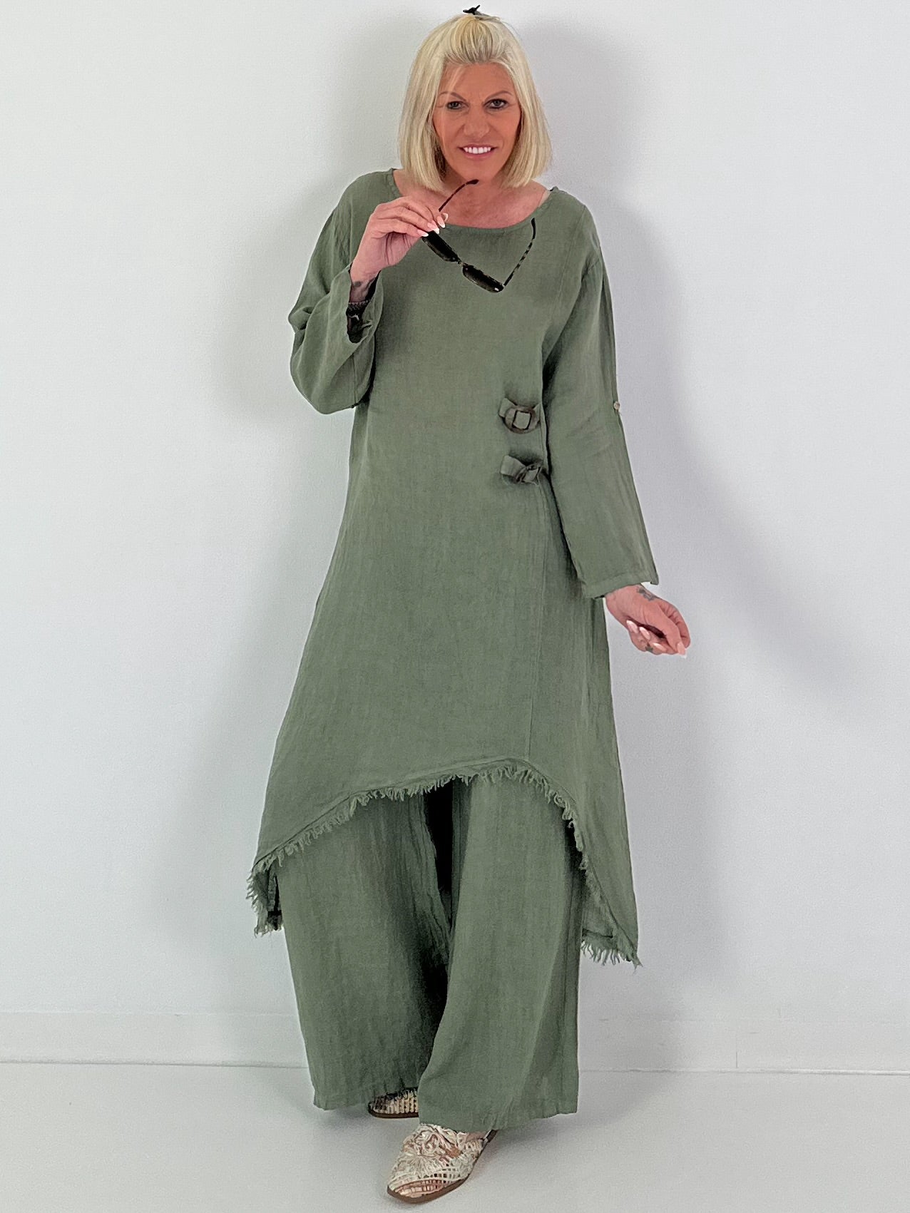 Linen two-piece - khaki