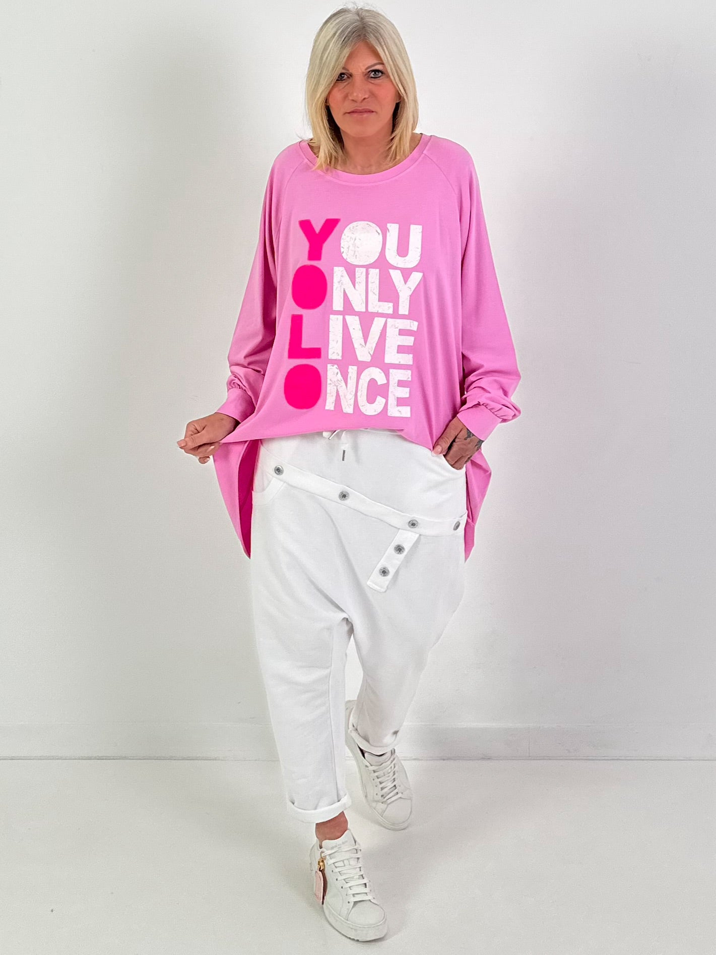 Oversized Shirt Modell "Life Power" - candy