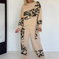 Zweiteiler mit Camouflage-Muster- beige-mehrfarbig