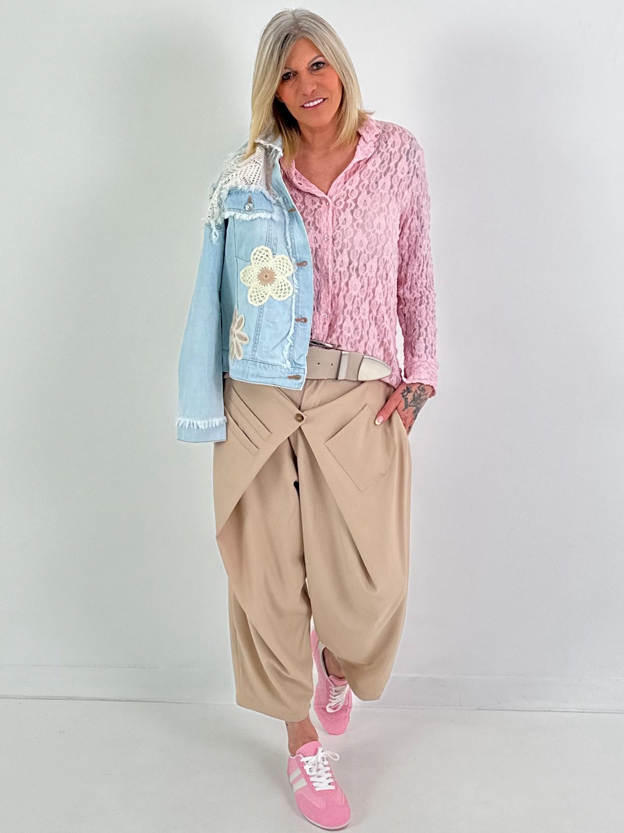 Hose mit Überwurf - beige