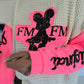 Grobstrickpullover mit Sweatärmeln - ecru-neonpink
