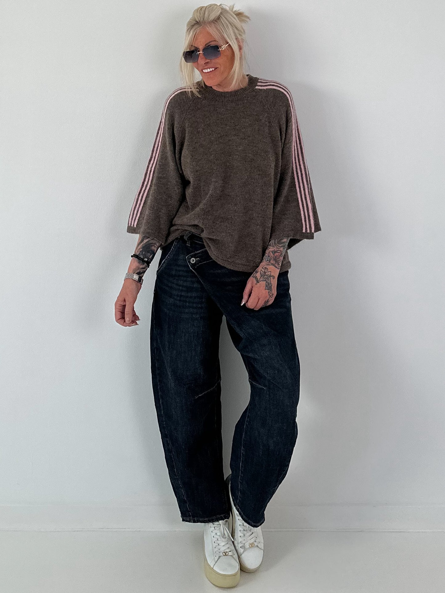 Pullover mit halbem Arm - taupe