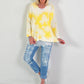 Pullover Batikmuster - weiss-gelb