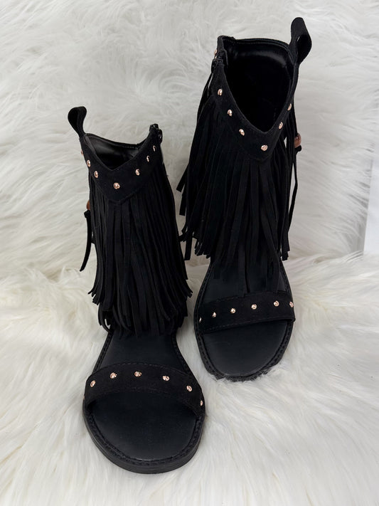 Boho Sandals with Fringes - Black
