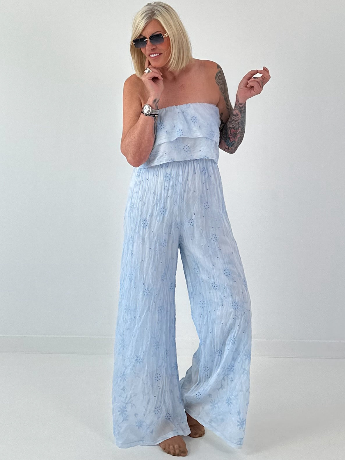 Romantischer Sommer Overall - hellblau
