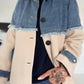 Mantel mit Denim-Einsätzen - denim-beige