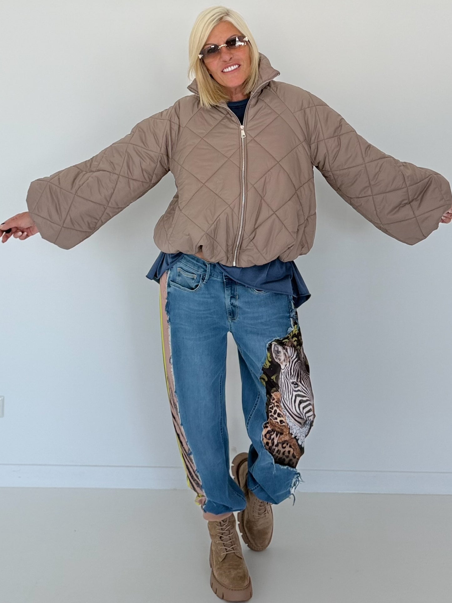 Jacke mit Puffärmelchen - taupe