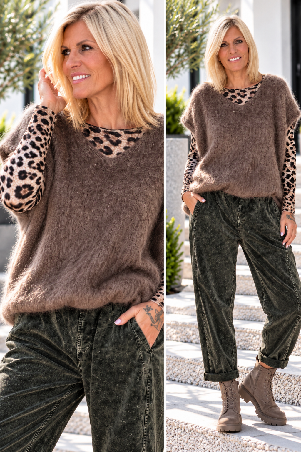 Flauschiger Pullunder - taupe