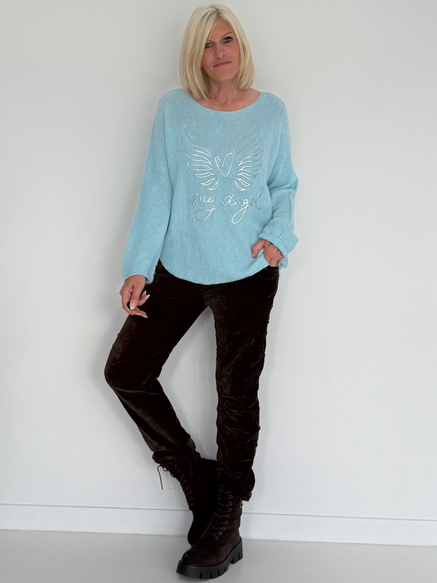 Weicher Pullover My Angel - hellblau