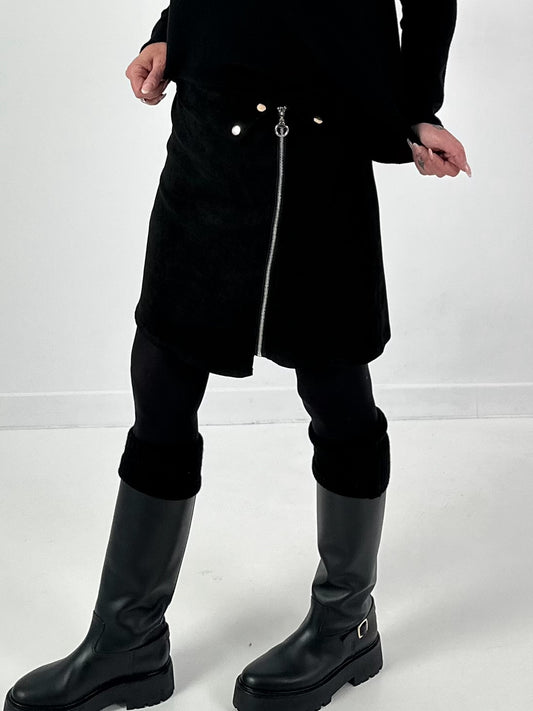 Rock in Wildlederoptik Modell "Zip Line" - schwarz