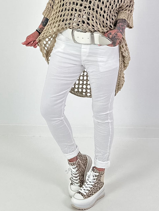 Basic Jogpants mit Bindeband - weiss