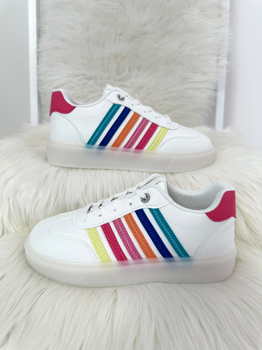 Sneaker mit bunten Streifen - weiss