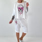 Oversized Shirt mit Cut Outs und Skull - weiss