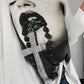Sweater mit Stulpenärmeln und Strassmotiv Woman & Cross - ecru
