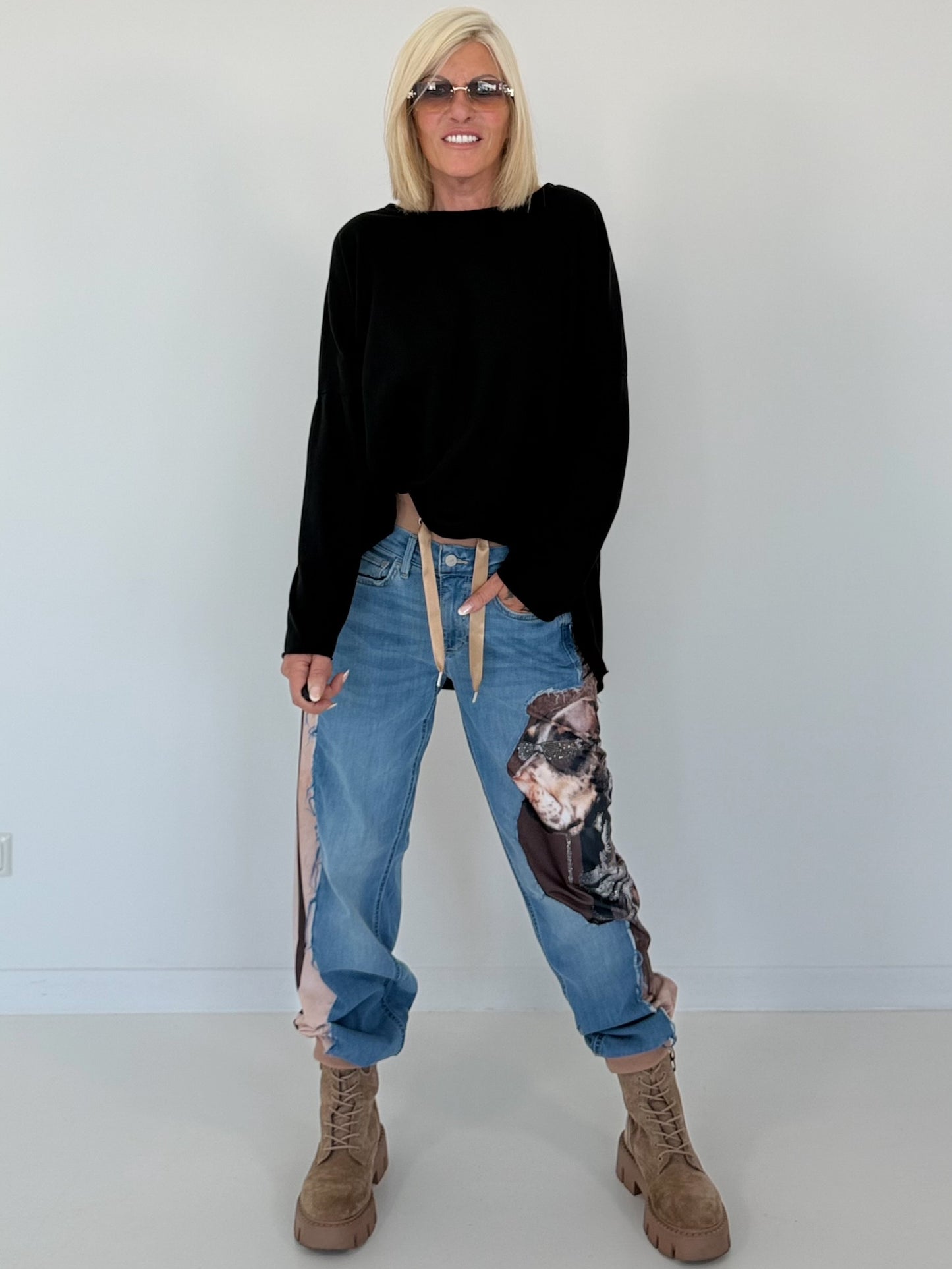 Oversized Shirt stone washed - schwarz