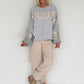 Sweater mit Strickeinsätzen - hellgrau