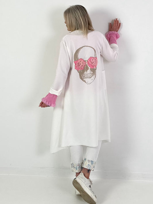 Sweatmantel Skull - weiss