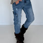 Cargo-Jeans im Used-Look - denim