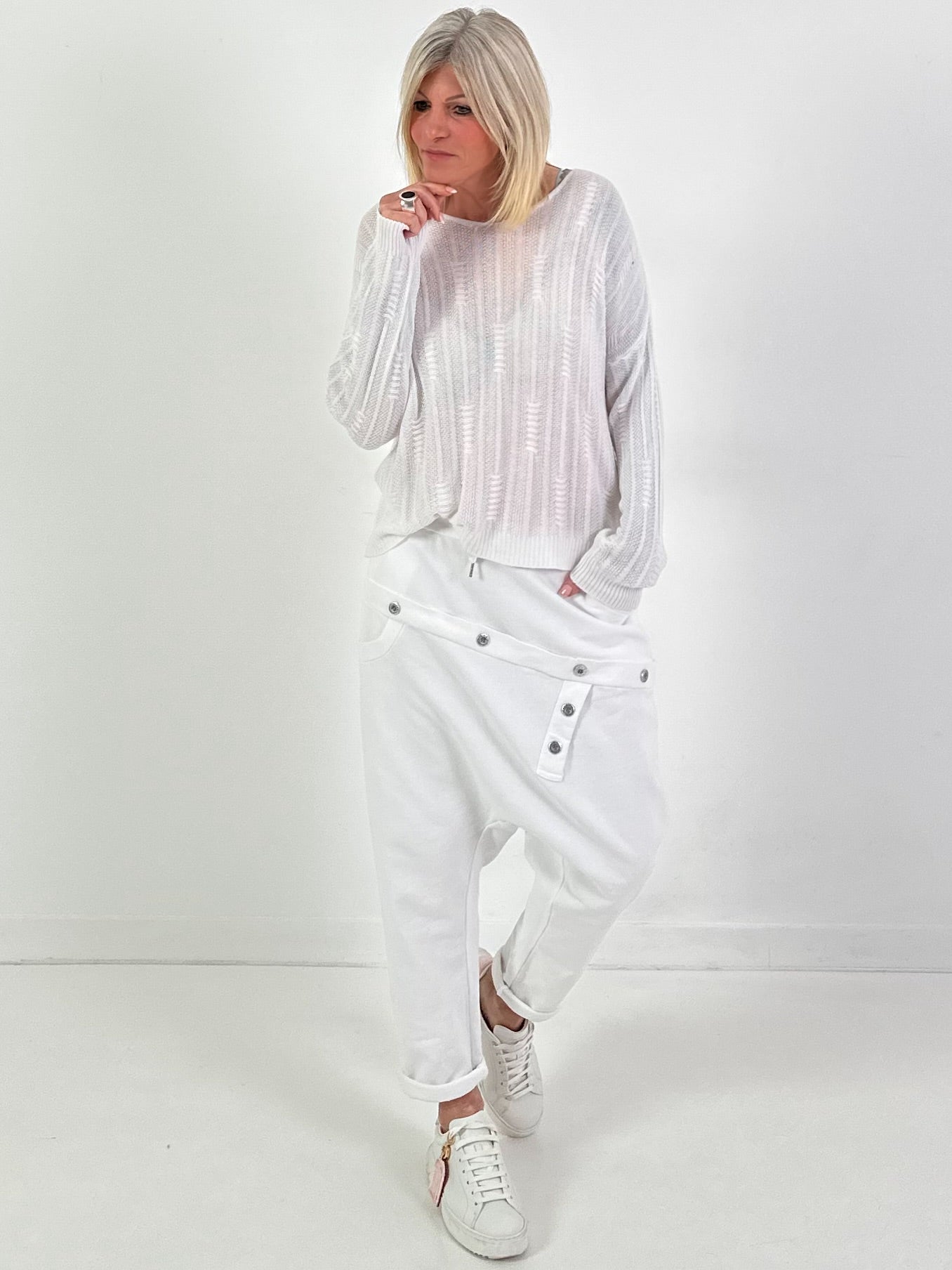 Strickpullover Modell "Soft Breeze" - weiss