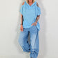 Linen shirt with off-shoulder cut-outs - light blue