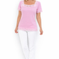 T-Shirt mit Spitzendetails - rosa