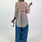 Bluse mit floralen Häkeleinsätzen - beige