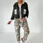 Jacke mit Pailletten Taschen- oliv