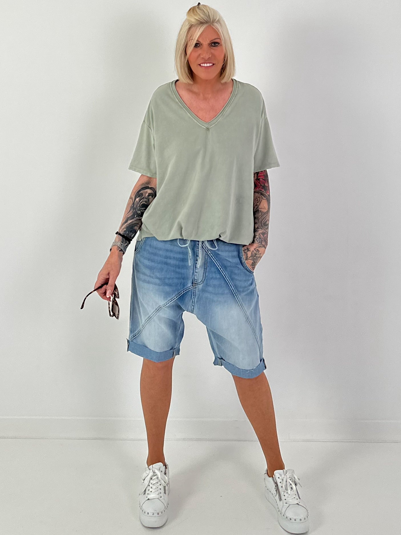 Ruched hem T-shirt - khaki