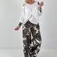 Balloon Linen Trousers with Fringe Details - taupe