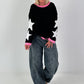 Sweatshirt mit trendigen Sternelementen- schwarz