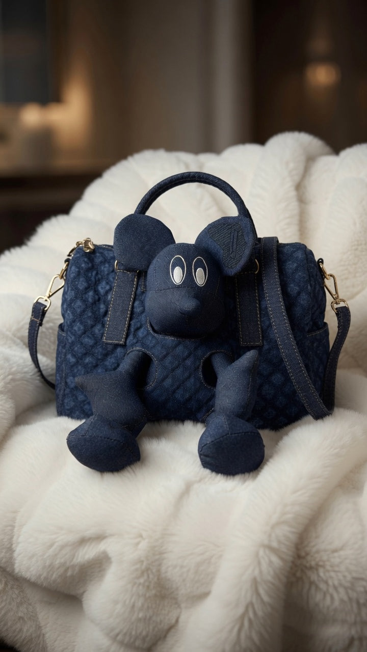 Canvas bag with special details and Speedy shape - denim