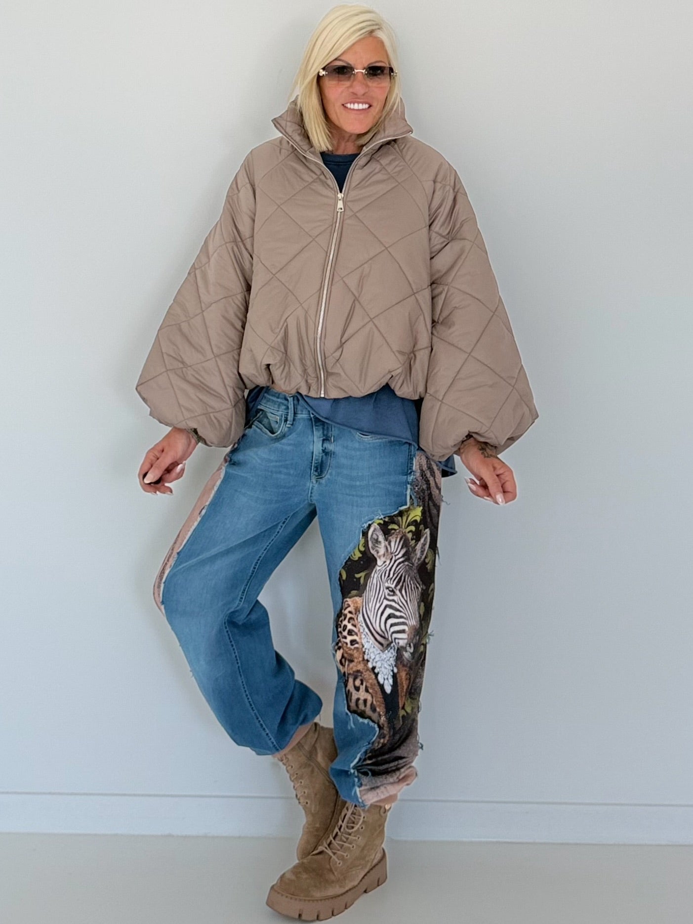 Jogg-Jeans im Used Look Zebra - denim