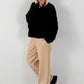 Leather-look trousers, model "Smooth Faux" - beige