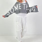 Cropped sweater model "Something" - grijs-wit
