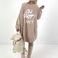 Oversized shirt model "KEEP CALM" - beige
