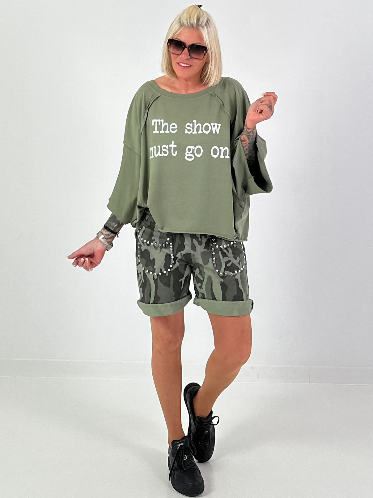 Oversized Shirt Show Must Go On - khaki