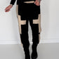 Sweathose im Materialmix - schwarz-beige