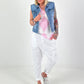 Pullunder mit Raute - weiss-rosa