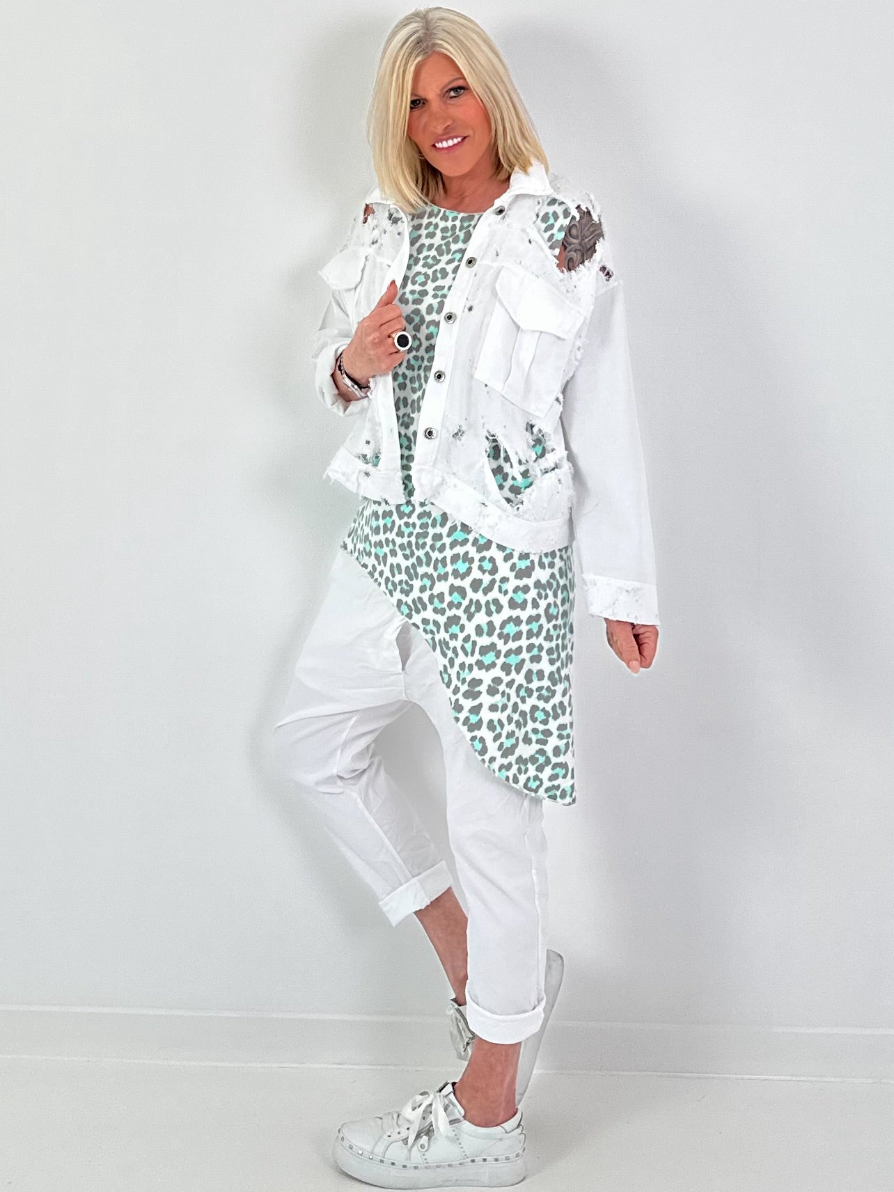 Long Top Leo asymmetrical - turquoise