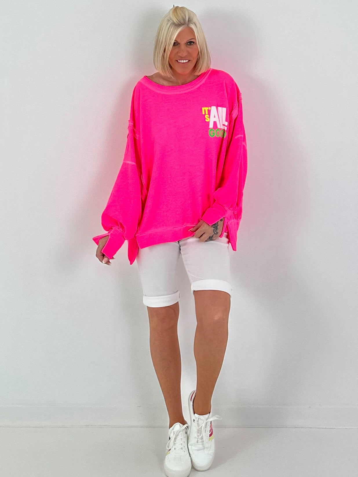 Sweater It's All Good - neon pink