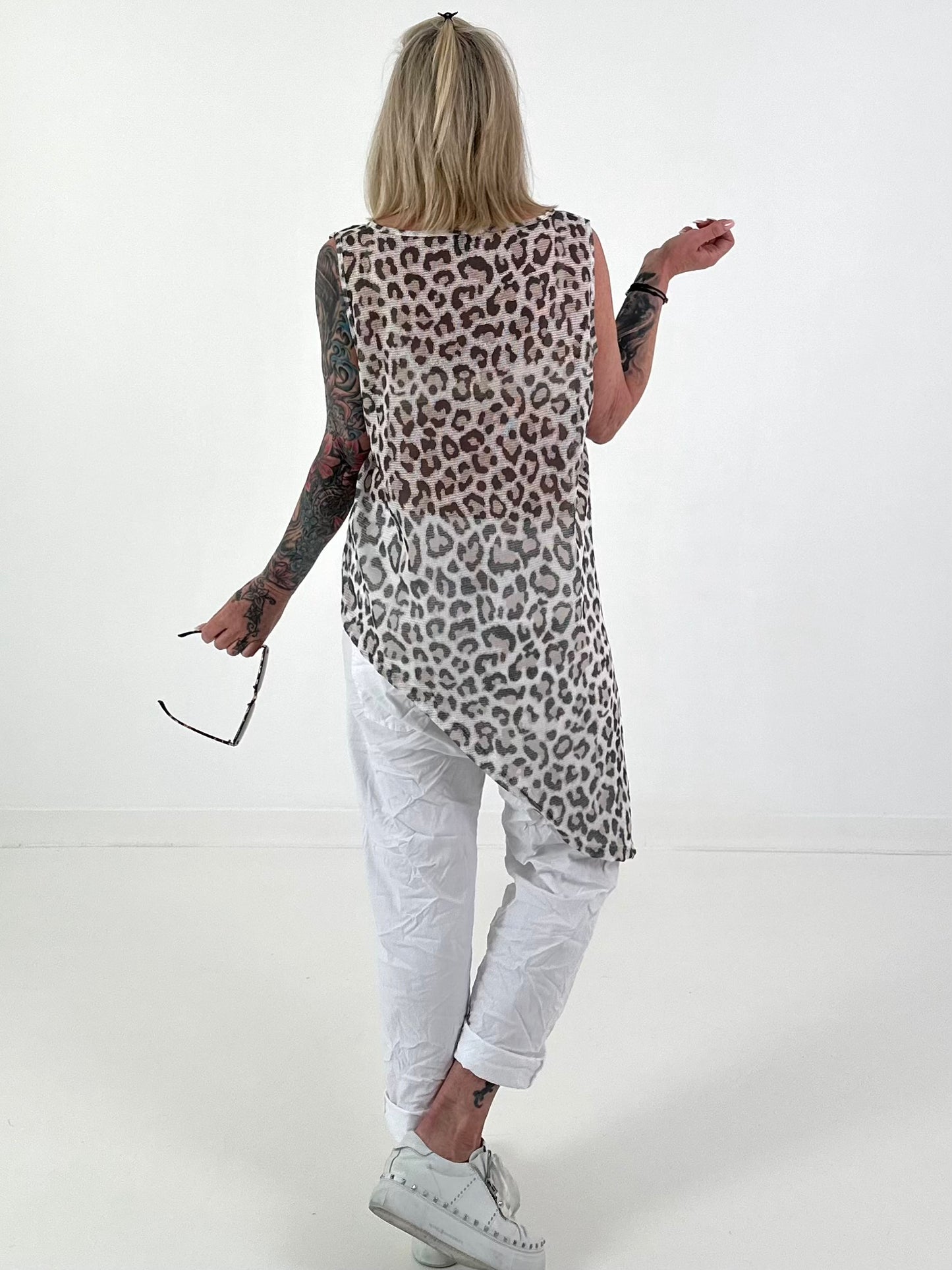 Net top Leo asymmetric - beige