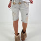 Jeans Shorts with Crochet Patches - Grey