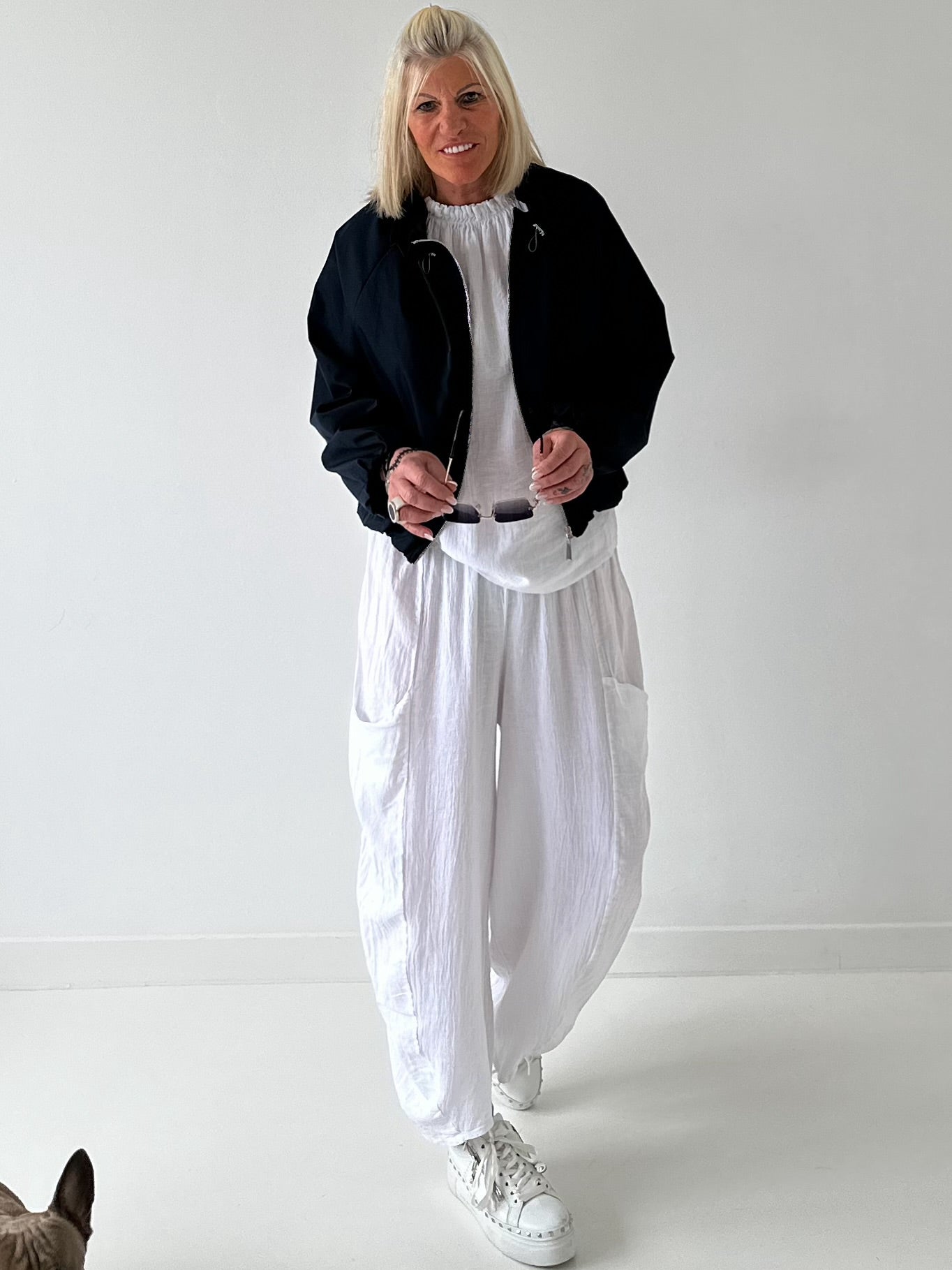 Ballon Jacke mit raffiniertem Kragen - dunkelblau