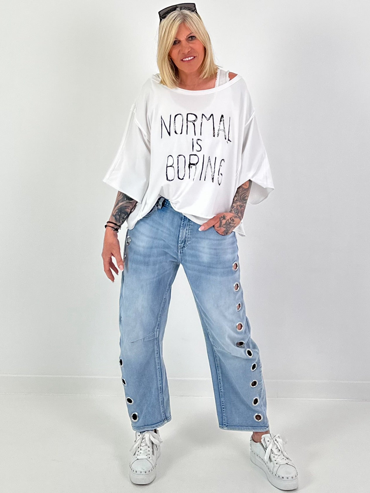 Oversized Shirt Normal is Boring - white