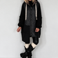 Oversized jacket in a mixed material design - black