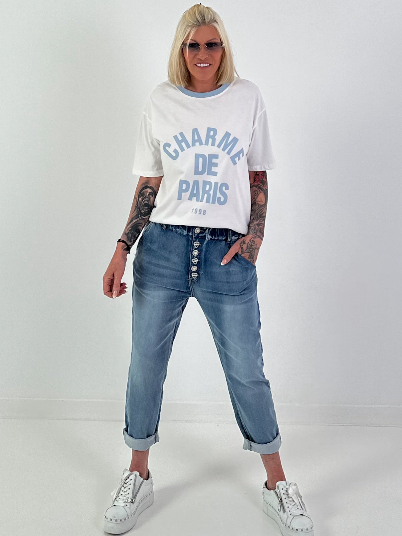 T-Shit Charme - weiss-hellblau