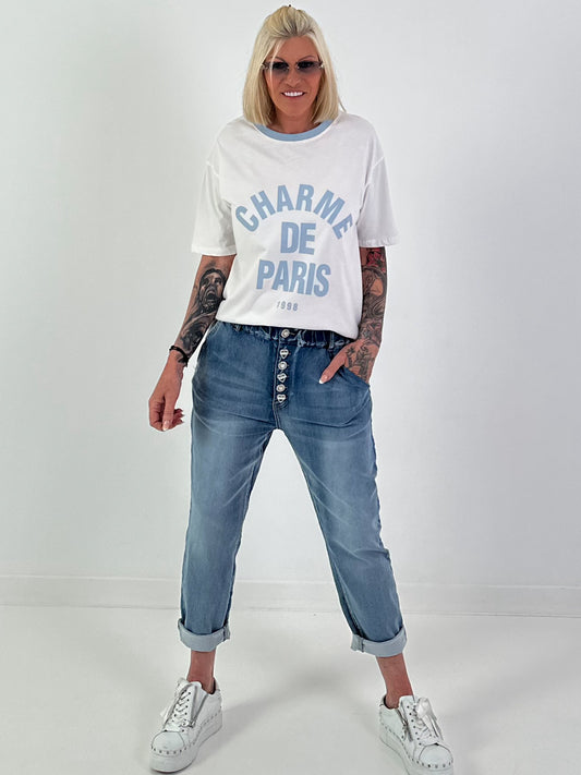 T-Shirt Charm - white-light blue