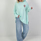 Oversized hoodie with lace hood - mint
